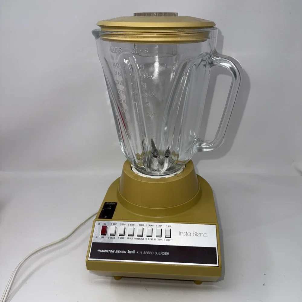 Vintage Harvest Gold Hamilton Beach Scovill Insta Blend 14 Speed Blender 640-4
